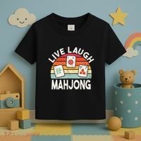 Live Laugh Mahjong Retro Mahjongg Chinese Toddler T-Shirt thumb 3