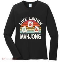 Live Laugh Mahjong Retro Mahjongg Chinese Women's Long Sleeve Shirt thumb 0