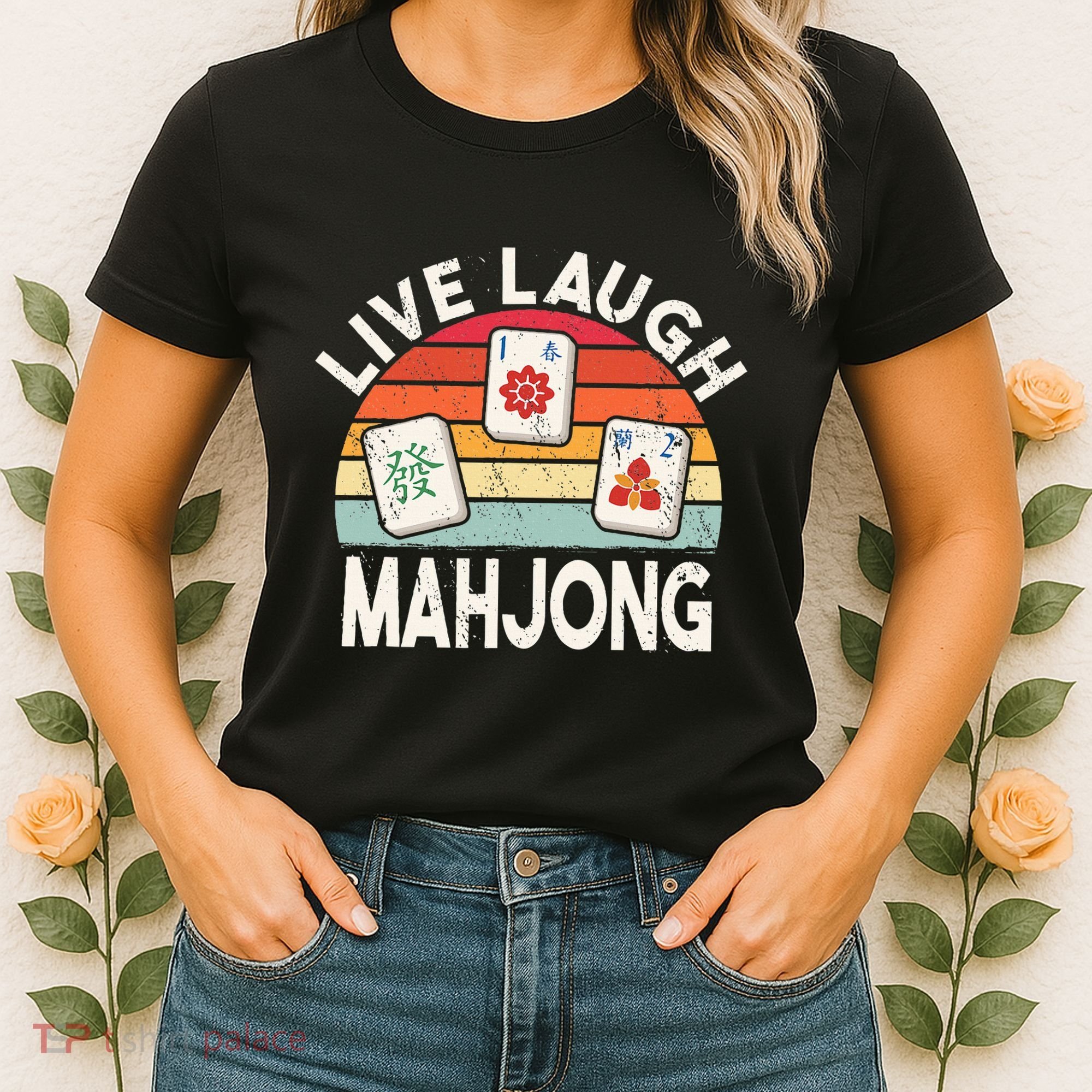 Live Laugh Mahjong Retro Mahjongg Chinese Women's T-Shirt