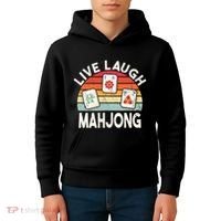 Live Laugh Mahjong Retro Mahjongg Chinese Kids Hoodie thumb 4