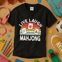 Live Laugh Mahjong Retro Mahjongg Chinese Kids T-Shirt thumb 3