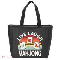 Live Laugh Mahjong Retro Mahjongg Chinese Tote Bag thumb 0