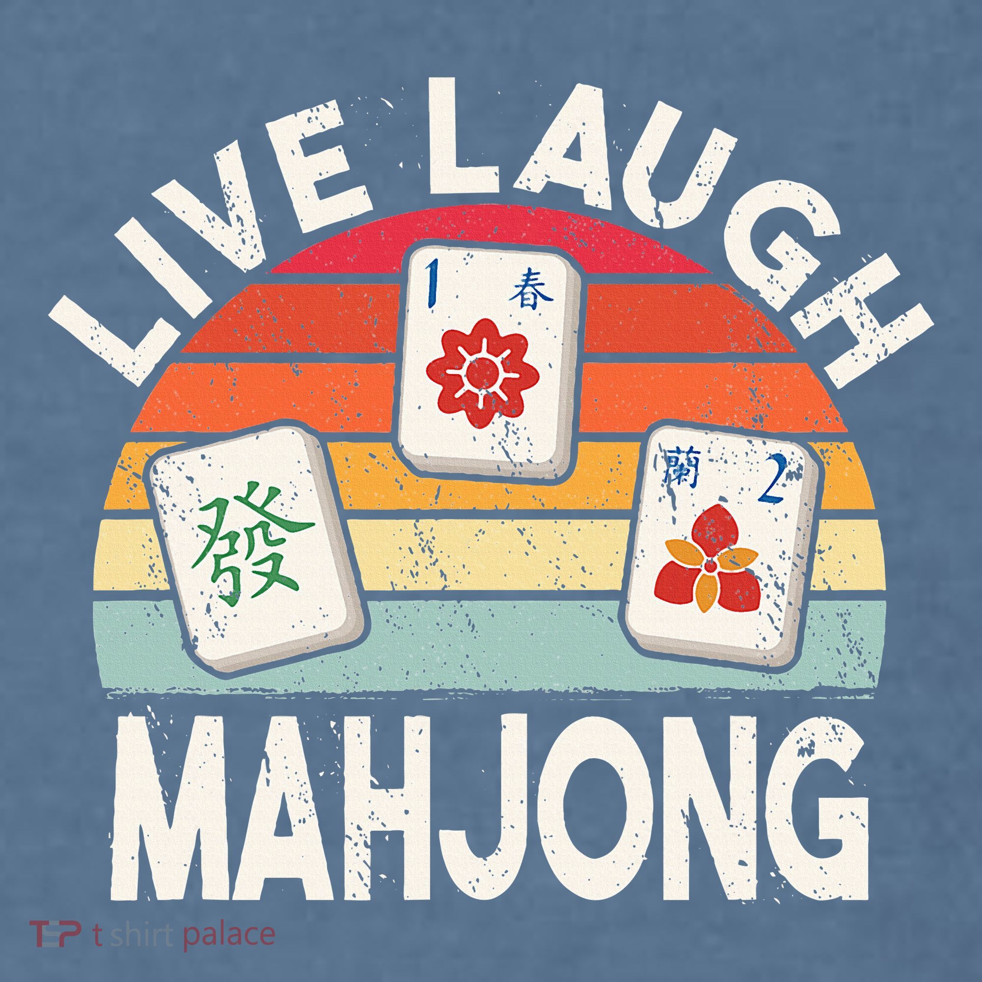 Live Laugh Mahjong Retro Mahjongg Chinese Garment-Dyed Sweatshirt