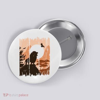 Lion Landscape Nature Mountain Button