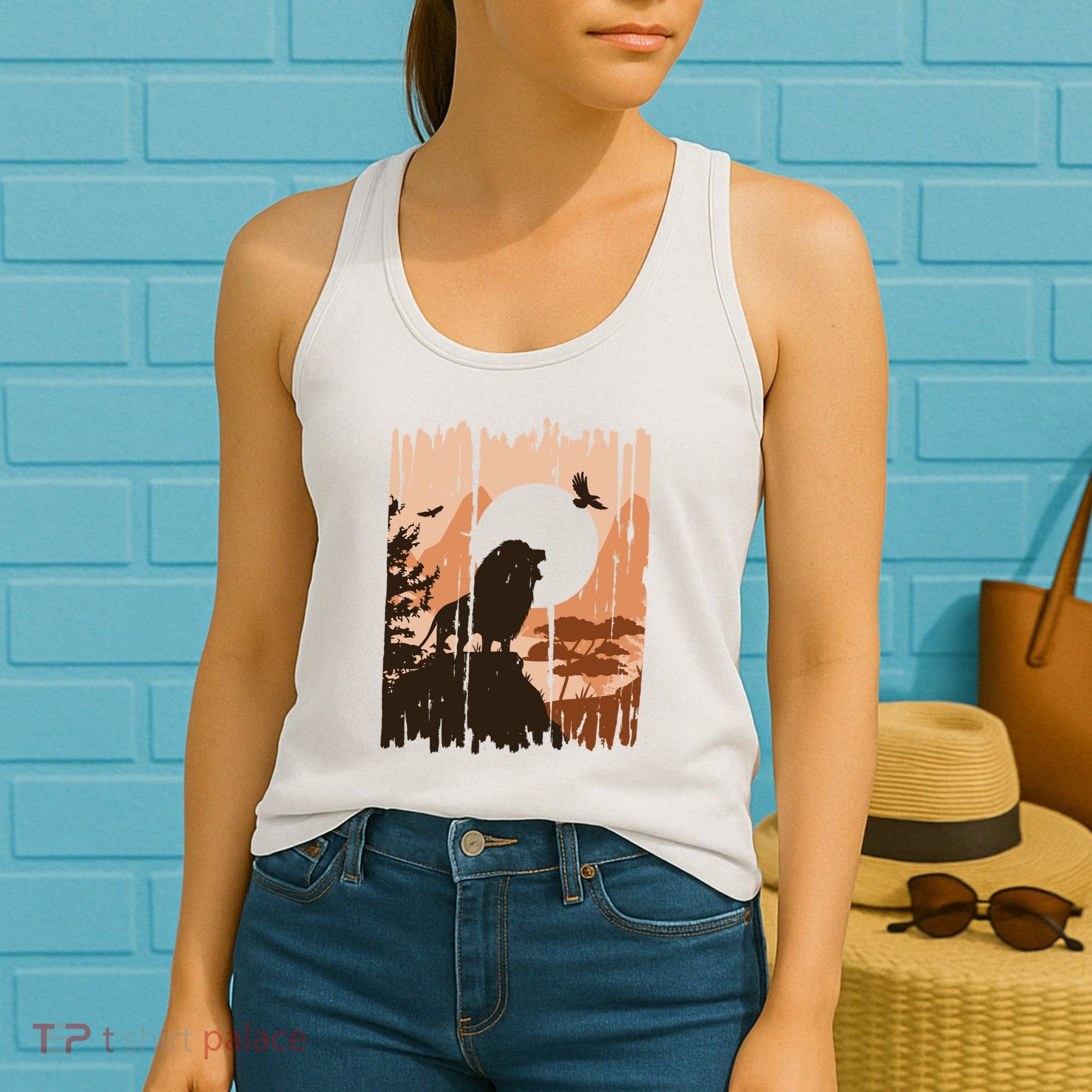 Lion Landscape Nature Mountain Women's Tank Top