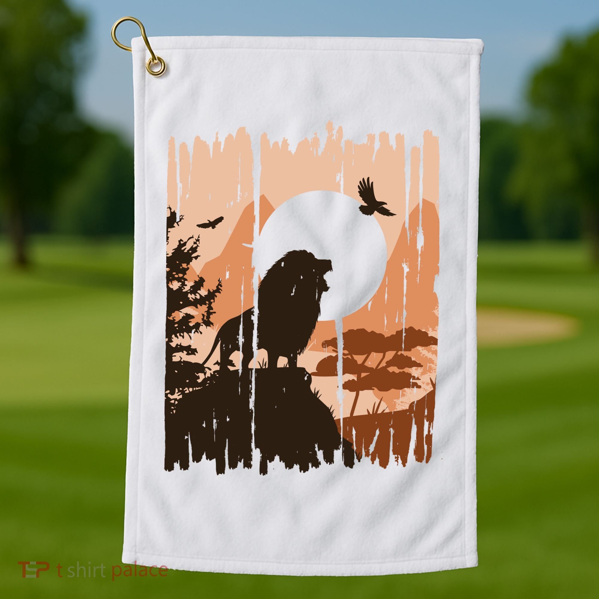 Lion Landscape Nature Mountain Golf Towel