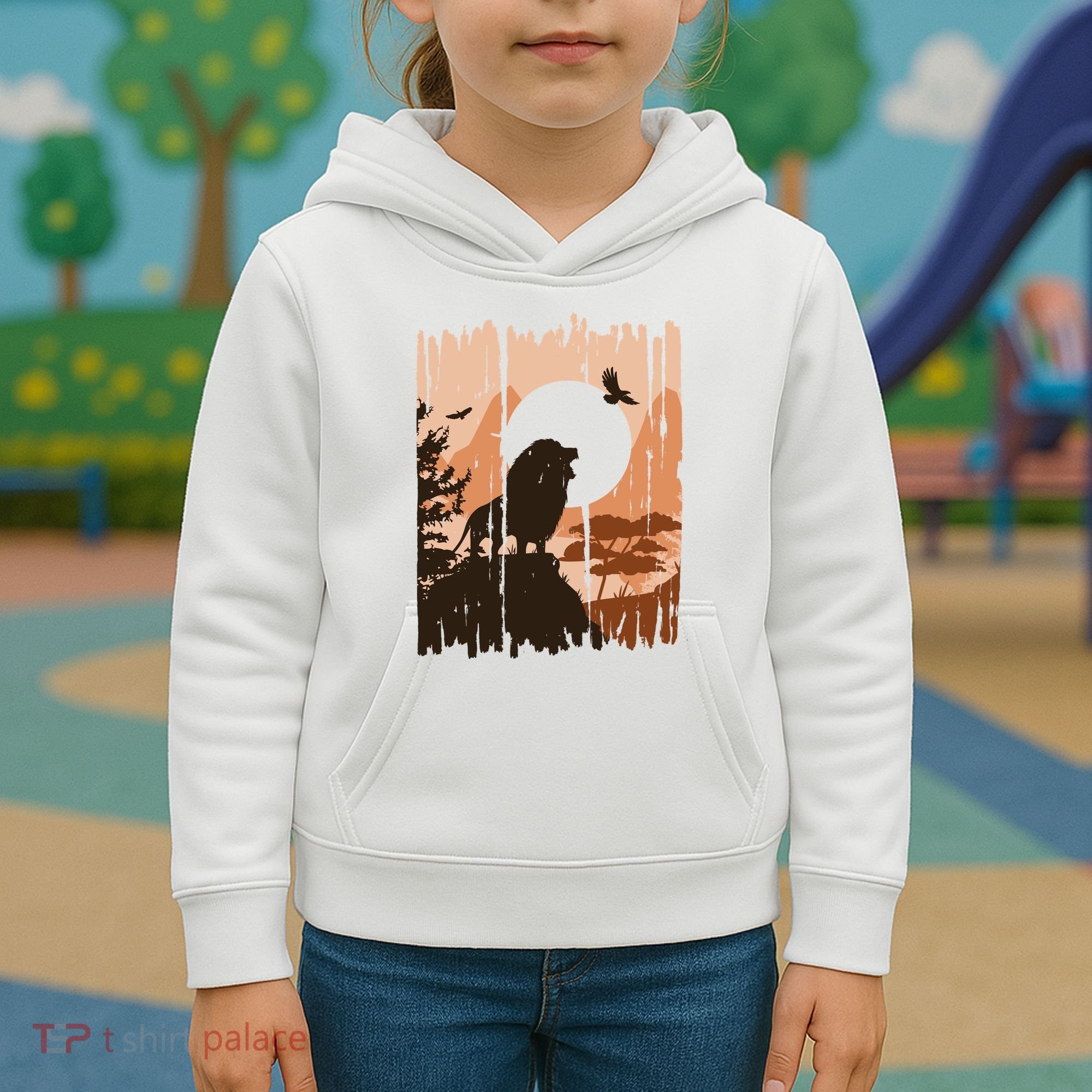 Lion Landscape Nature Mountain Kids Hoodie