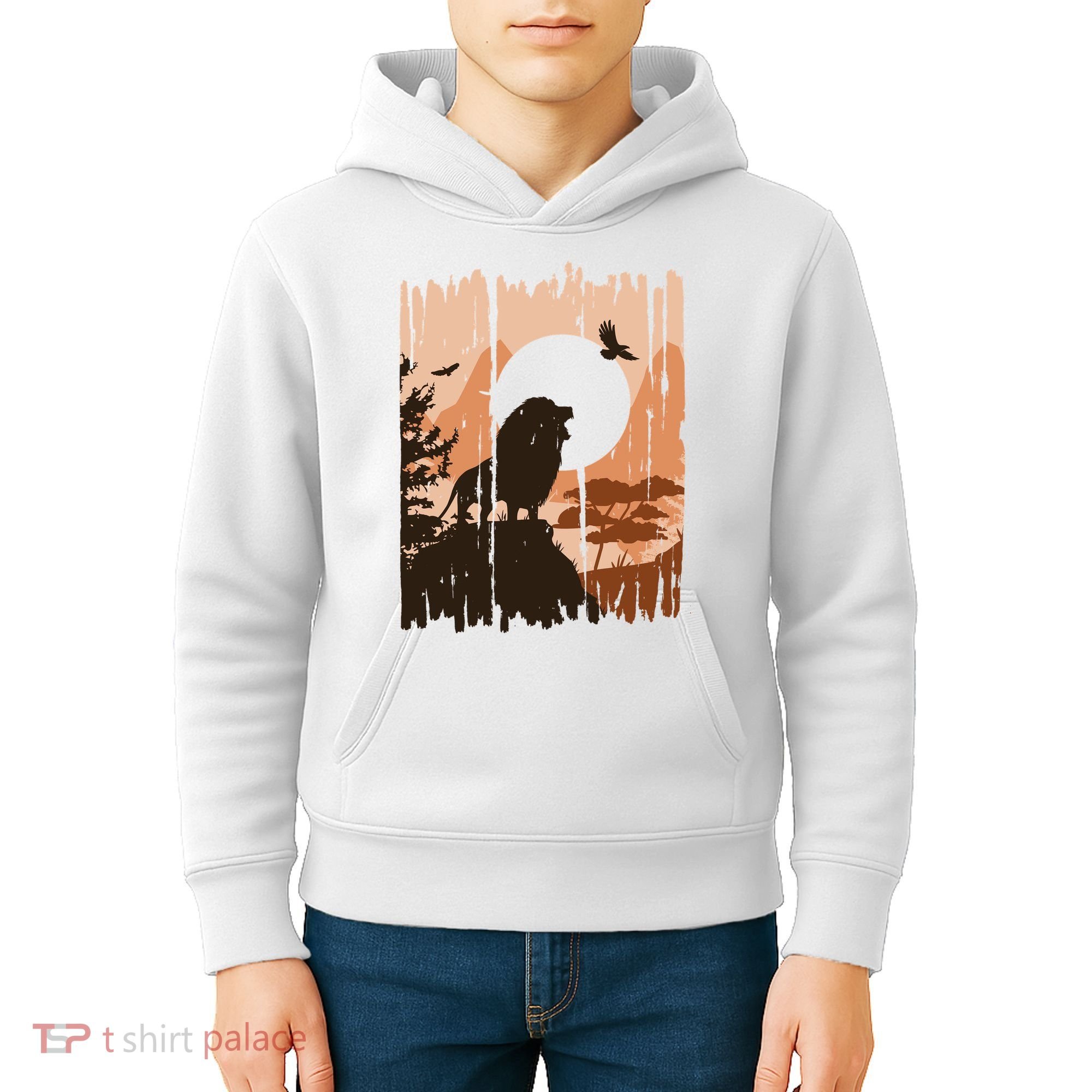 Lion Landscape Nature Mountain Kids Hoodie