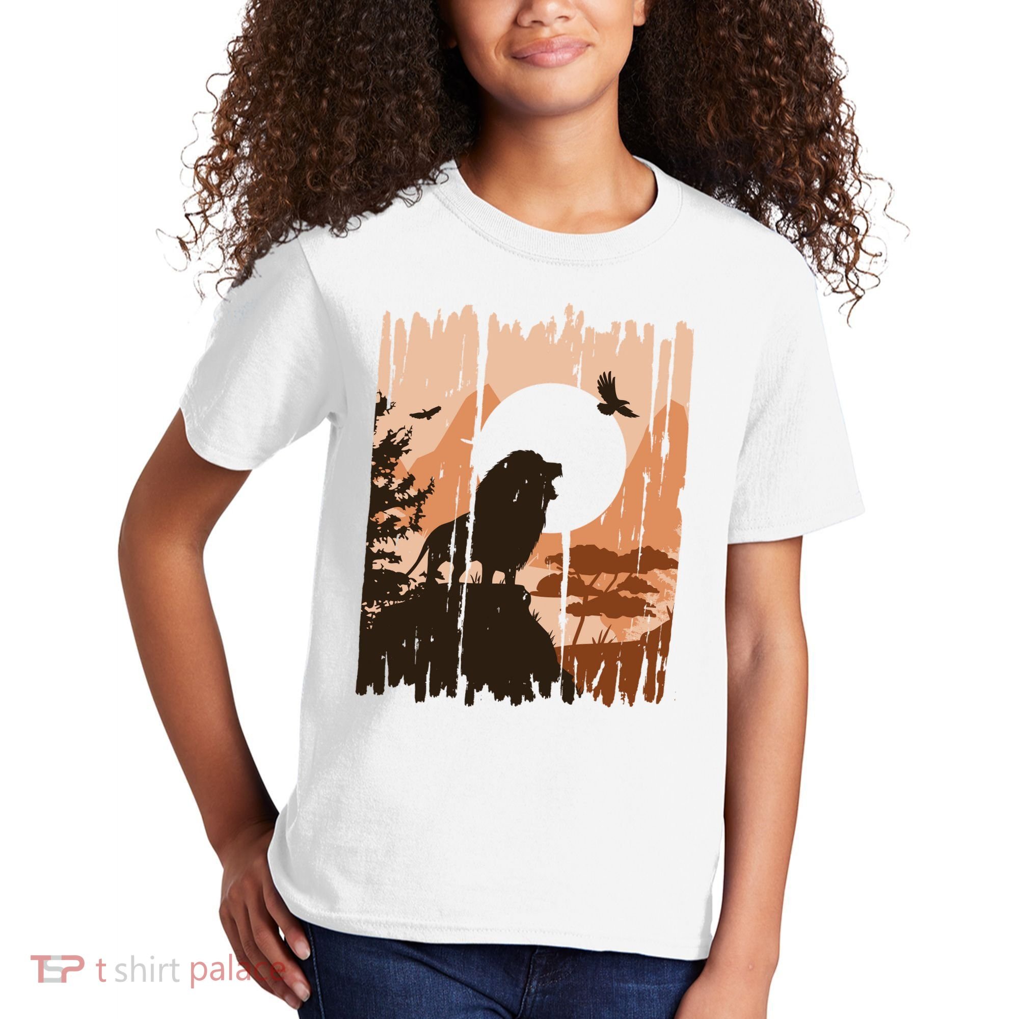 Lion Landscape Nature Mountain Kids T-Shirt