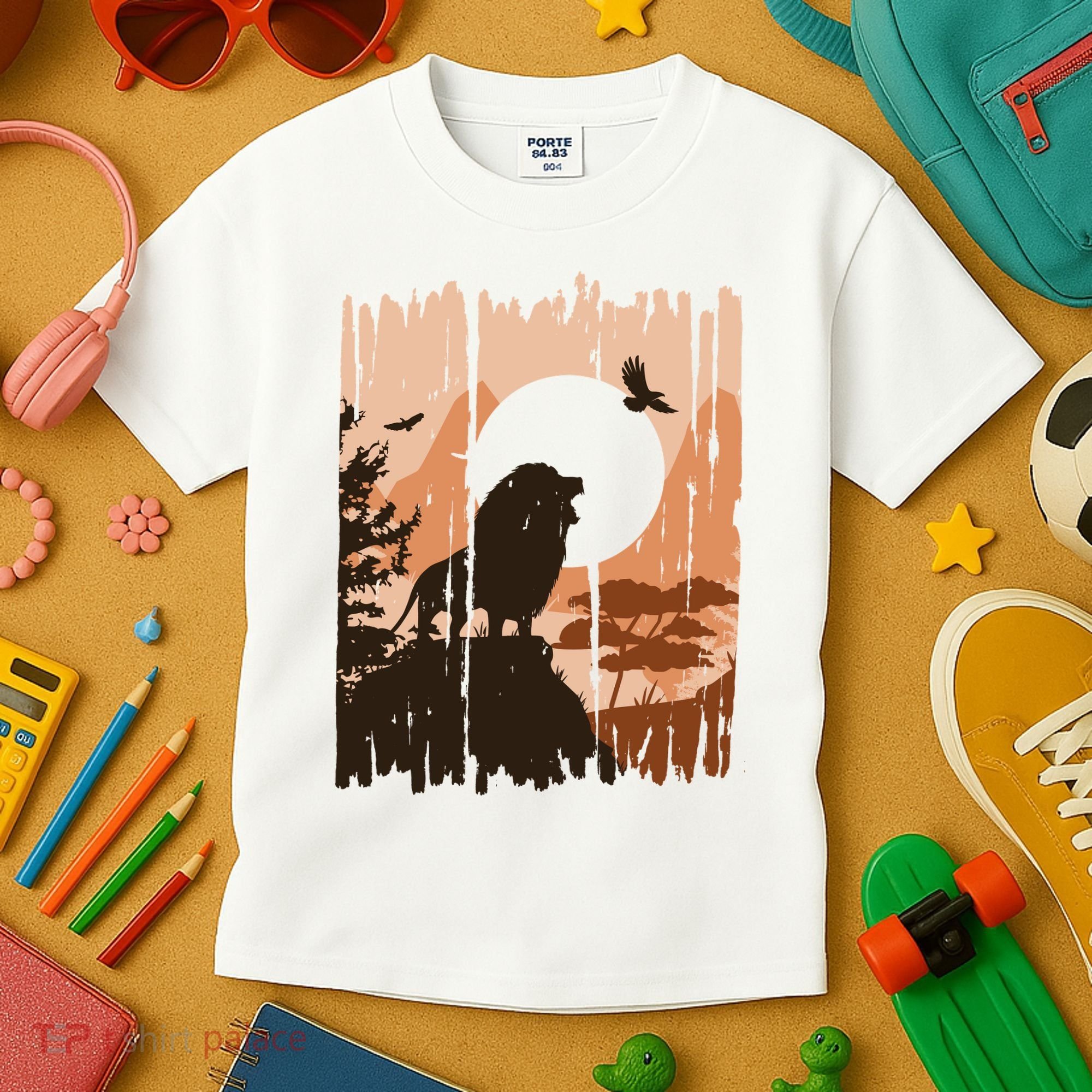 Lion Landscape Nature Mountain Kids T-Shirt