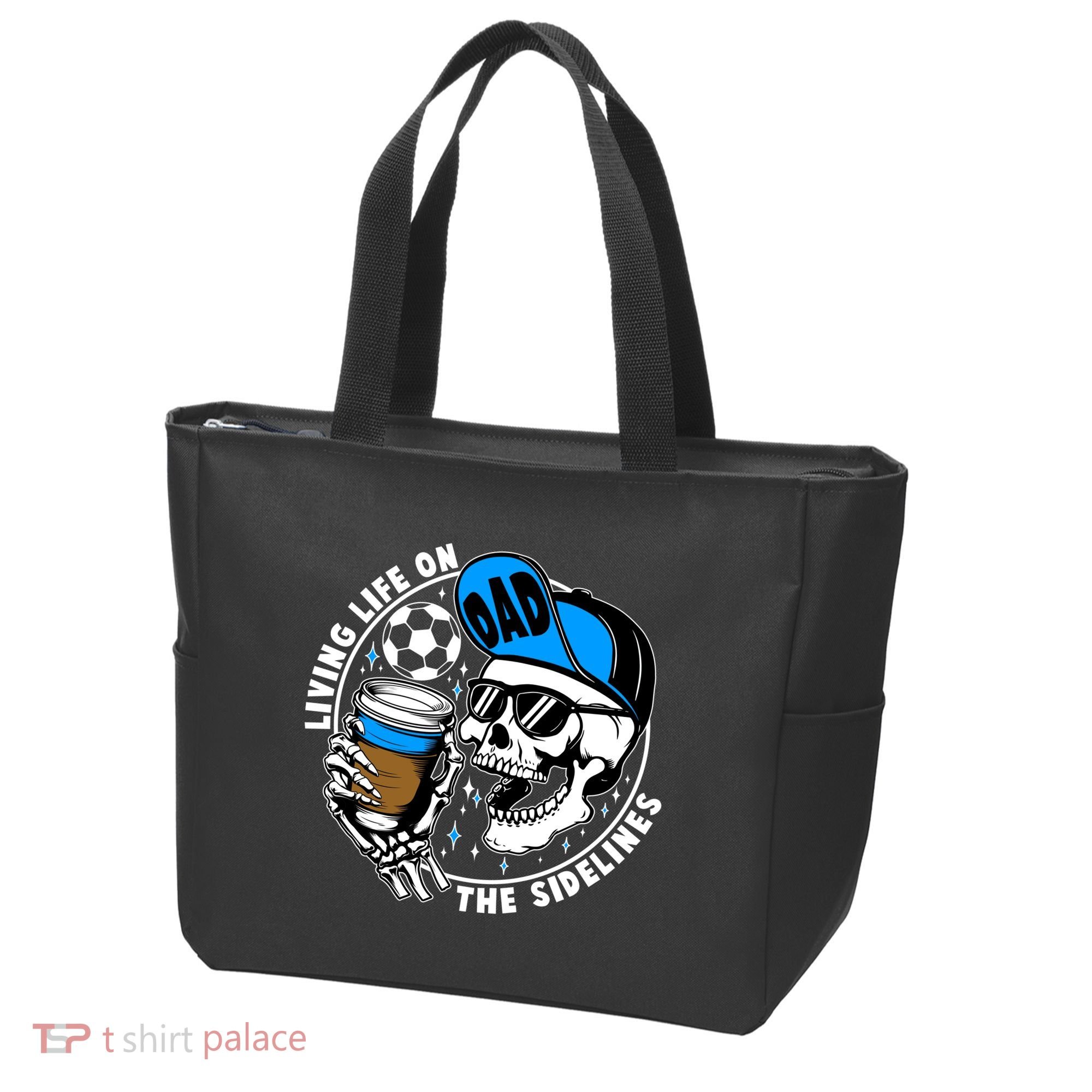 Living Life On The Sidelines Soccer Dad Coffee Skeleton Tote Bag