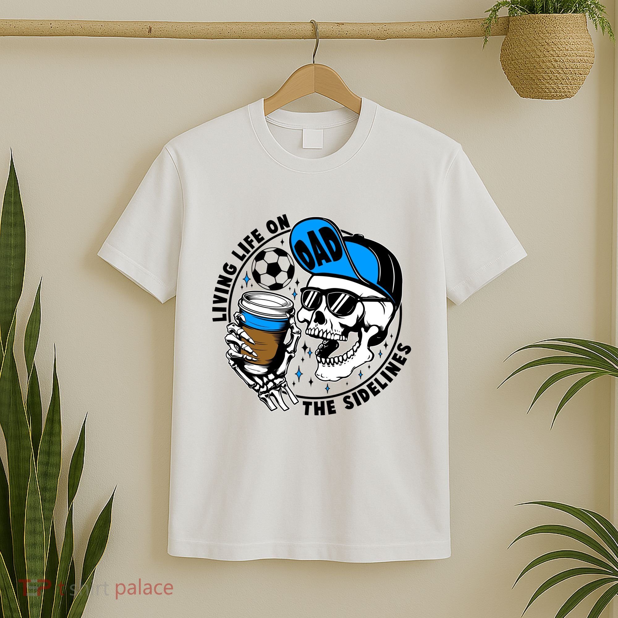Living Life On The Sidelines Soccer Dad Coffee Skeleton T-Shirt