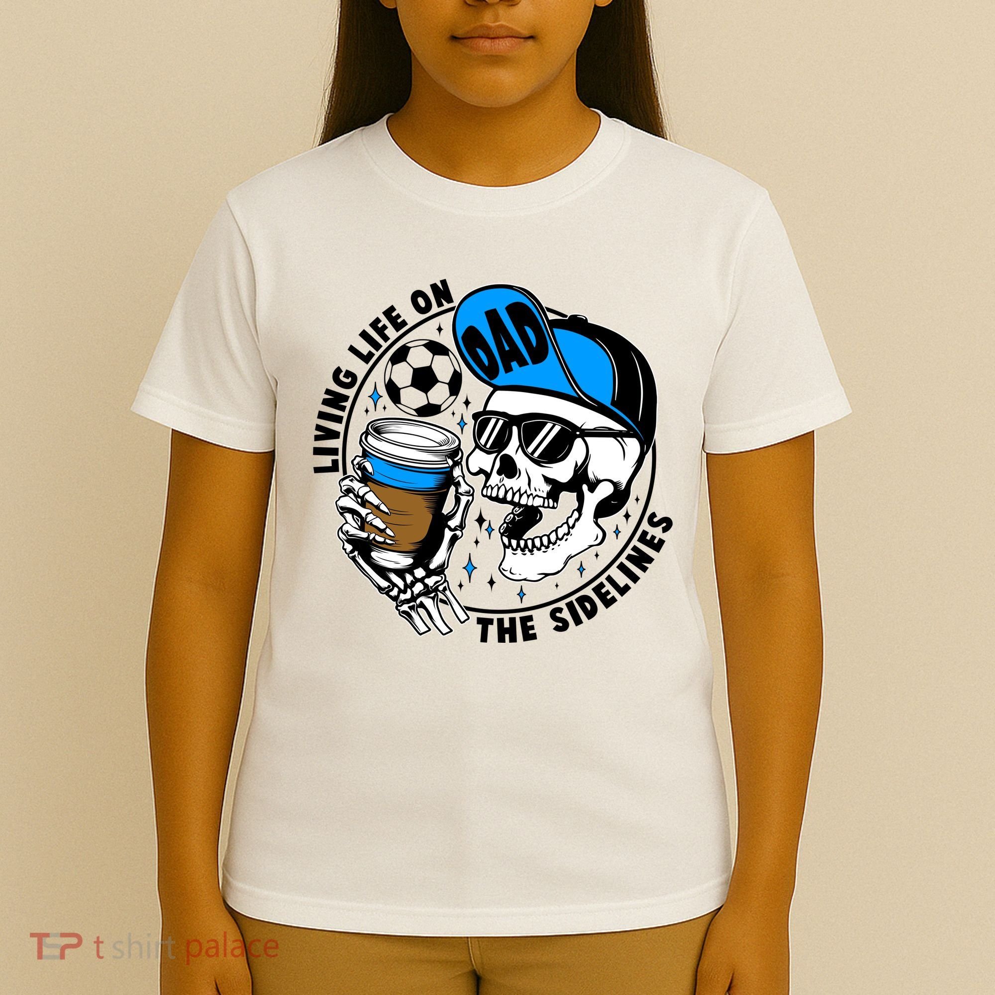Living Life On The Sidelines Soccer Dad Coffee Skeleton T-Shirt