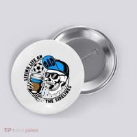 Living Life On The Sidelines Soccer Dad Coffee Skeleton Button thumb 0