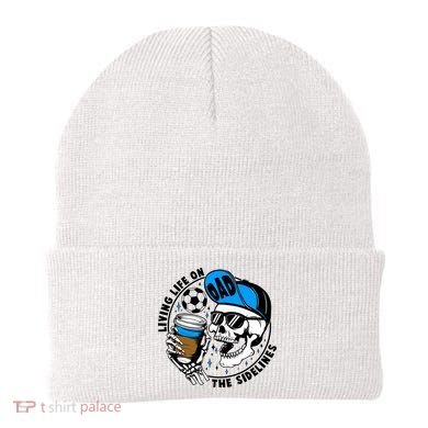 Living Life On The Sidelines Soccer Dad Coffee Skeleton Beanie