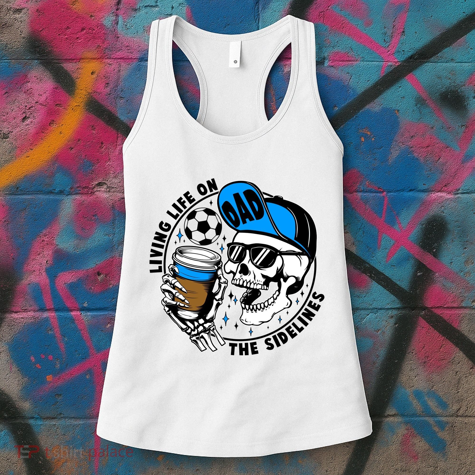 Living Life On The Sidelines Soccer Dad Coffee Skeleton Women's Tank Top