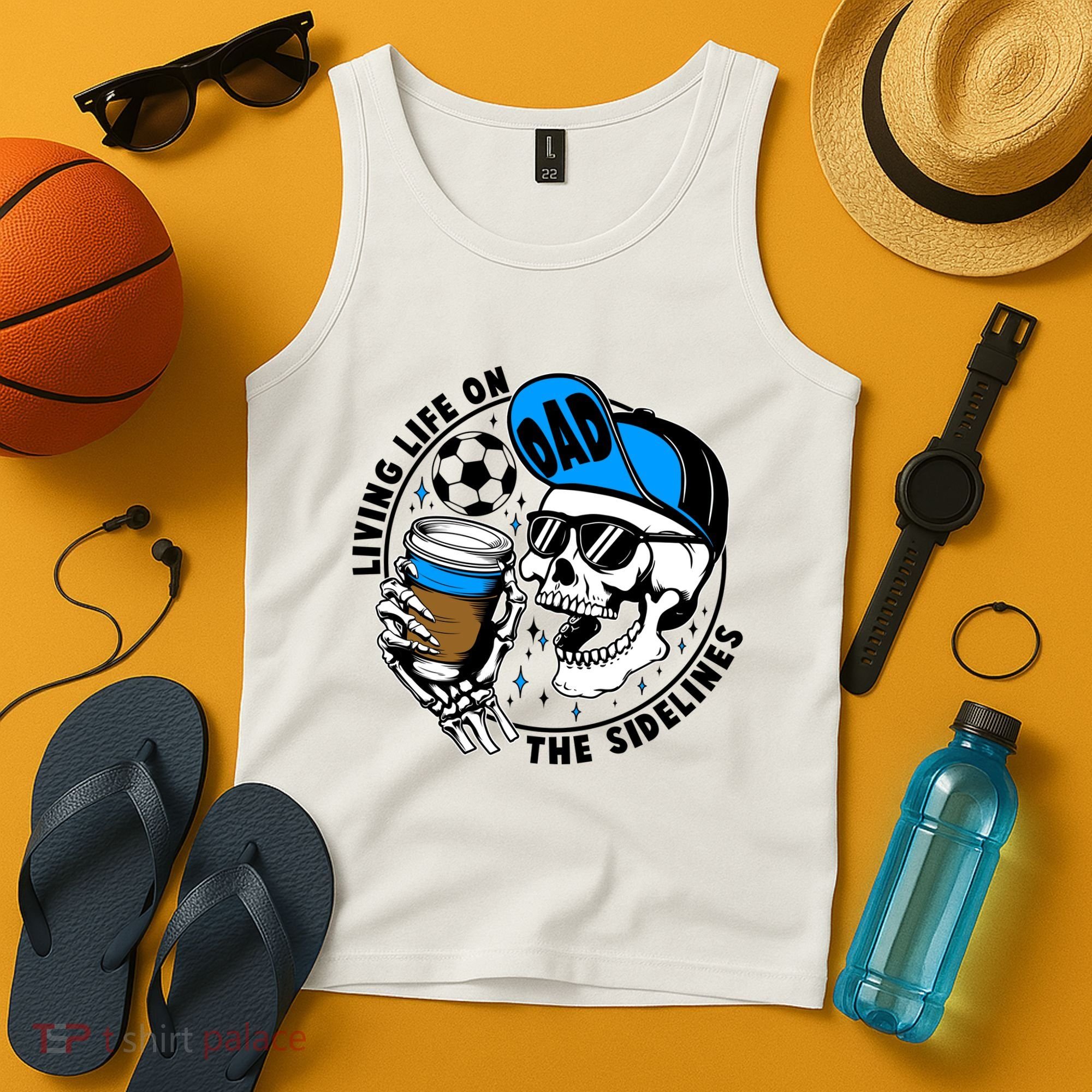 Living Life On The Sidelines Soccer Dad Coffee Skeleton Tank Top