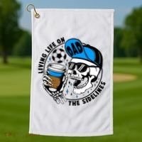 Living Life On The Sidelines Soccer Dad Coffee Skeleton Golf Towel thumb 1