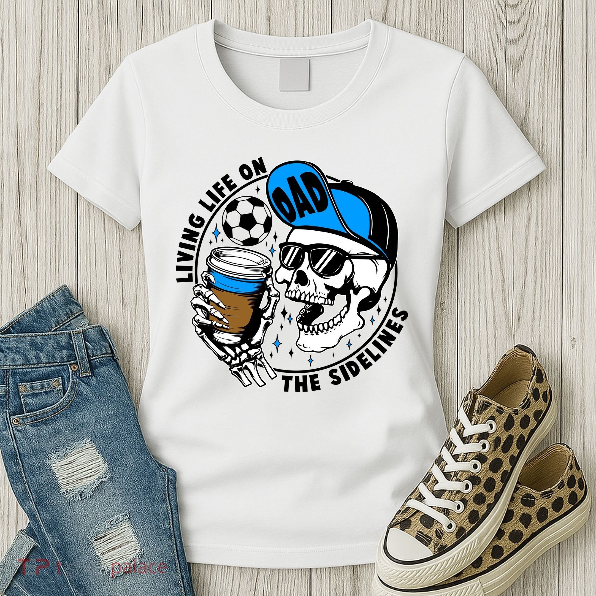Living Life On The Sidelines Soccer Dad Coffee Skeleton Women's T-Shirt