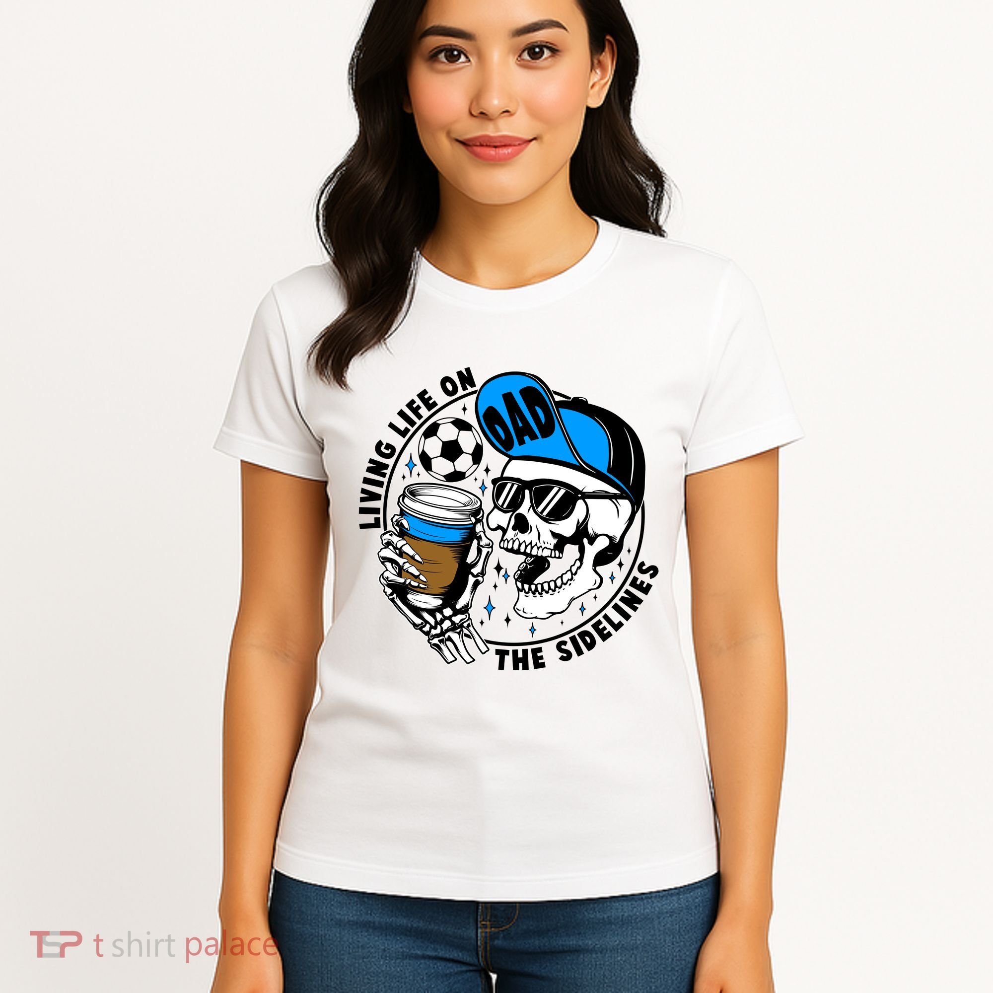 Living Life On The Sidelines Soccer Dad Coffee Skeleton Women's T-Shirt