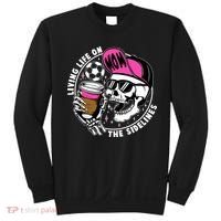 Living Life On The Sidelines Soccer Mom Coffee Skeleton Sweatshirt thumb 0