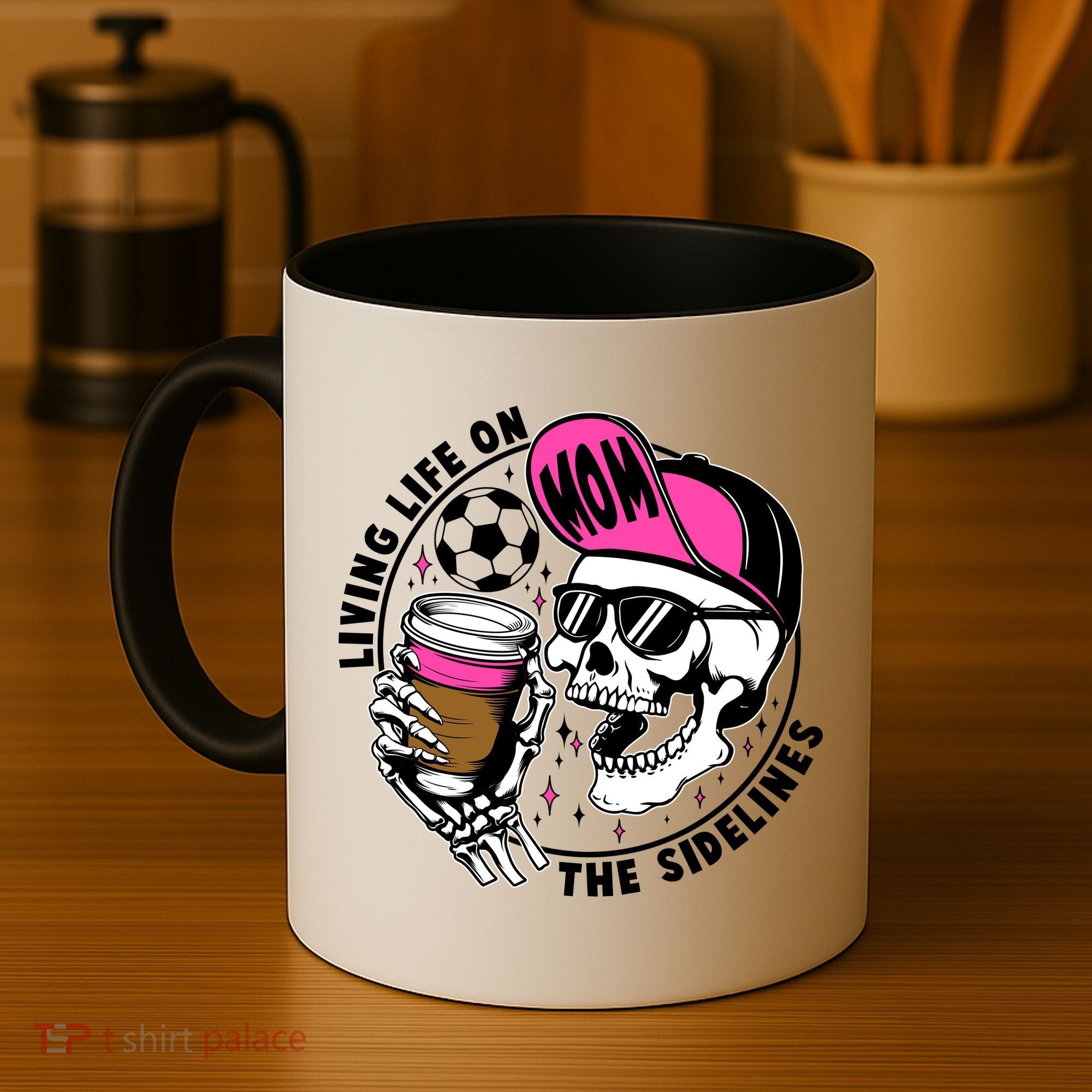 Living Life On The Sidelines Soccer Mom Coffee Skeleton Coffee Mug