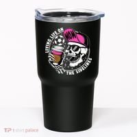 Living Life On The Sidelines Soccer Mom Coffee Skeleton Tumbler thumb 0