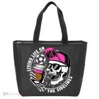 Living Life On The Sidelines Soccer Mom Coffee Skeleton Tote Bag thumb 0