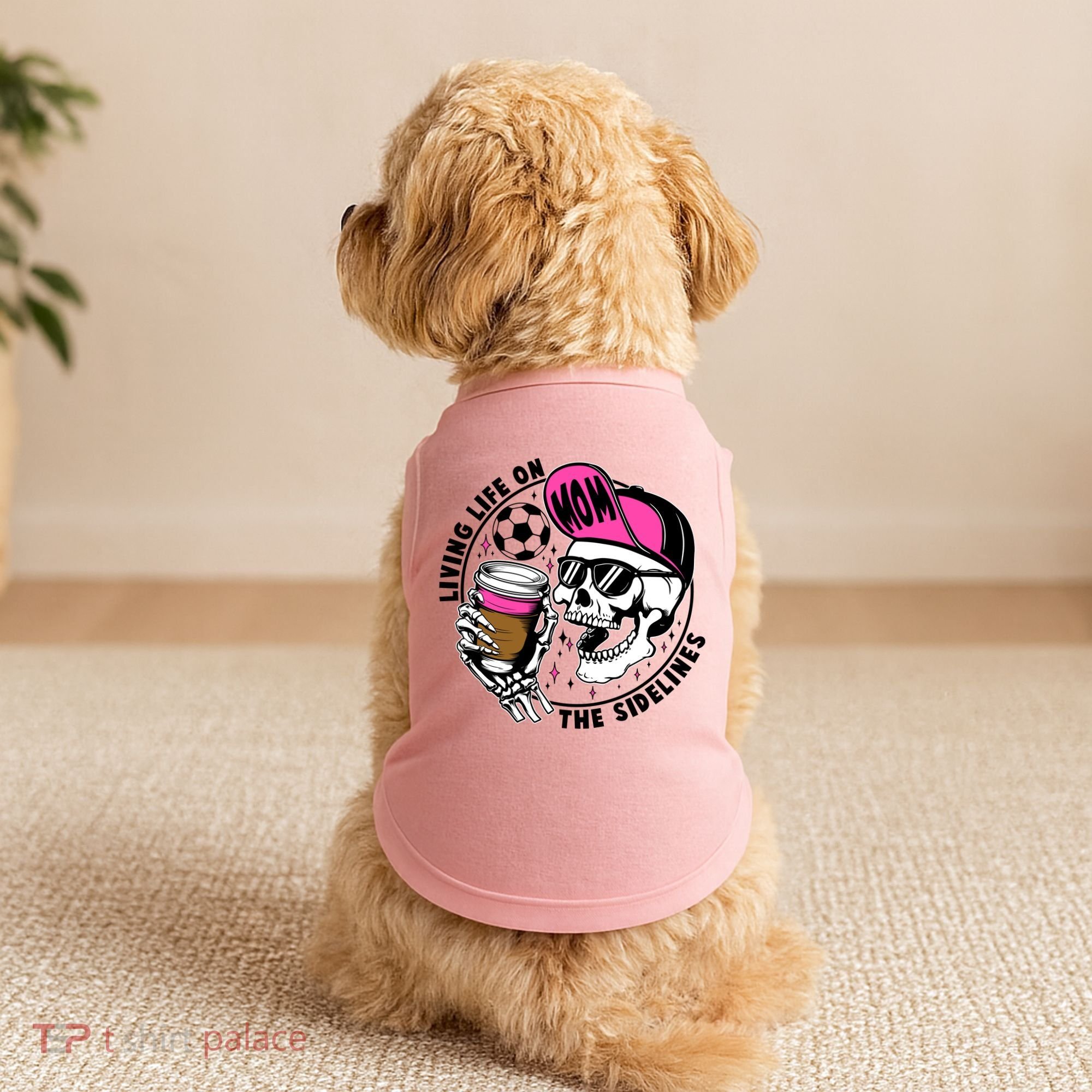 Living Life On The Sidelines Soccer Mom Coffee Skeleton Doggie Tank