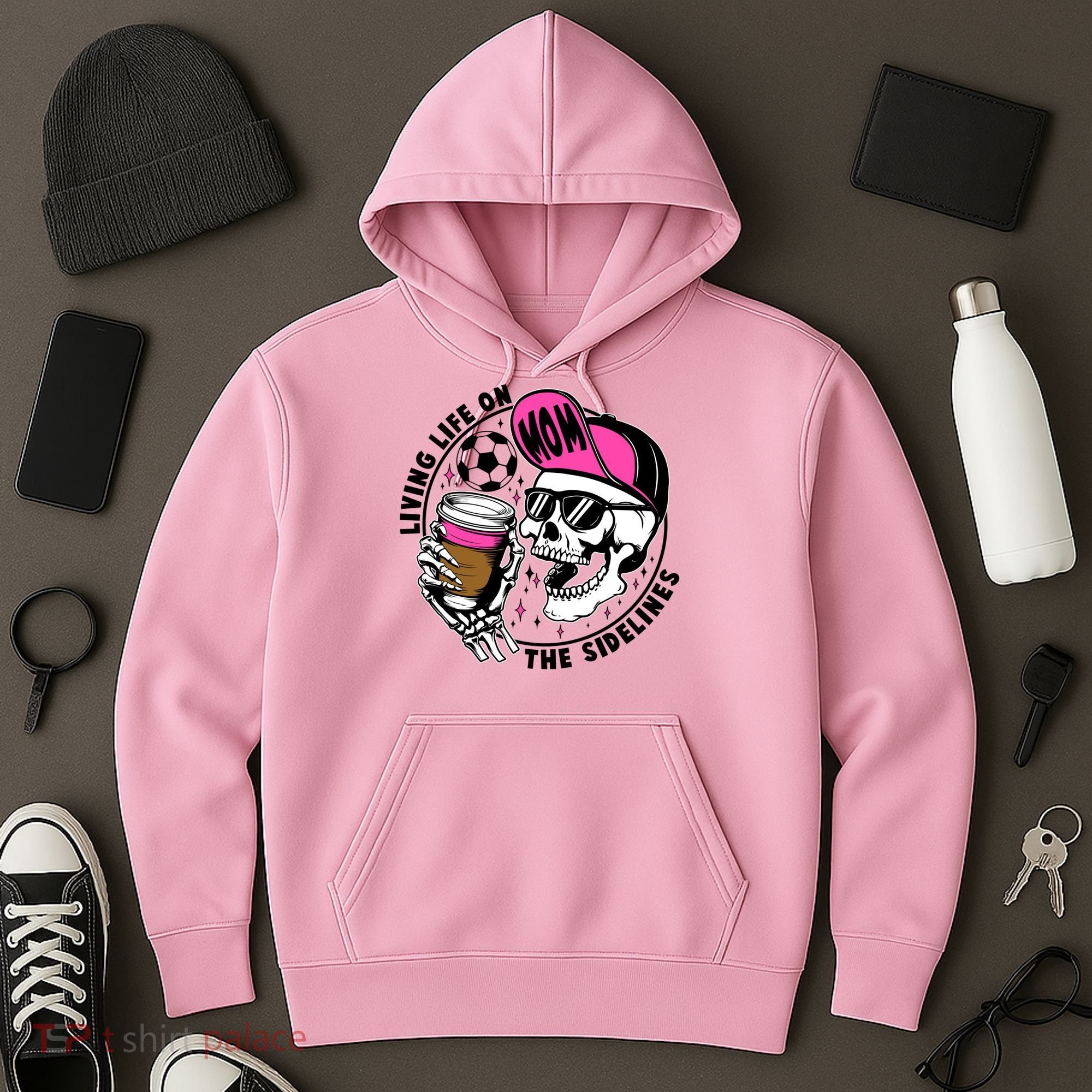 Living Life On The Sidelines Soccer Mom Coffee Skeleton Hoodie