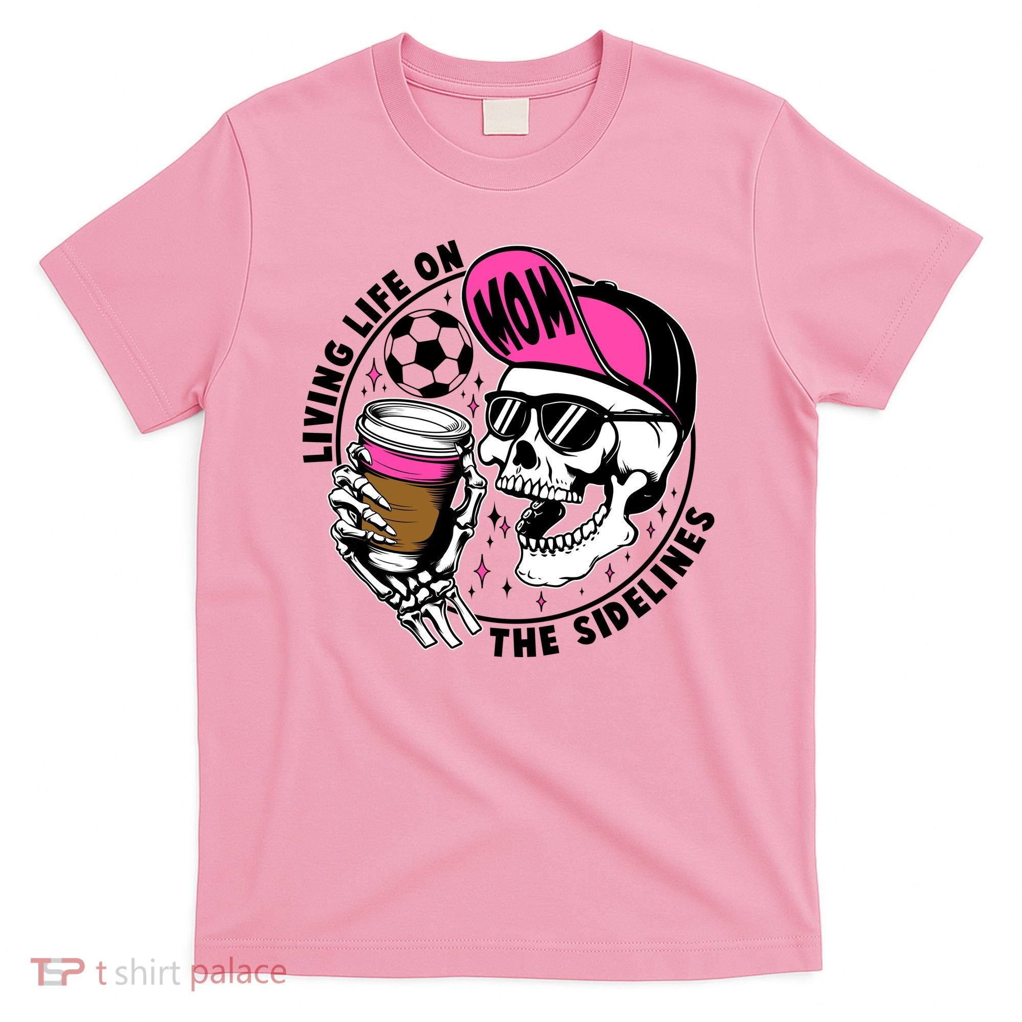 Living Life On The Sidelines Soccer Mom Coffee Skeleton T-Shirt