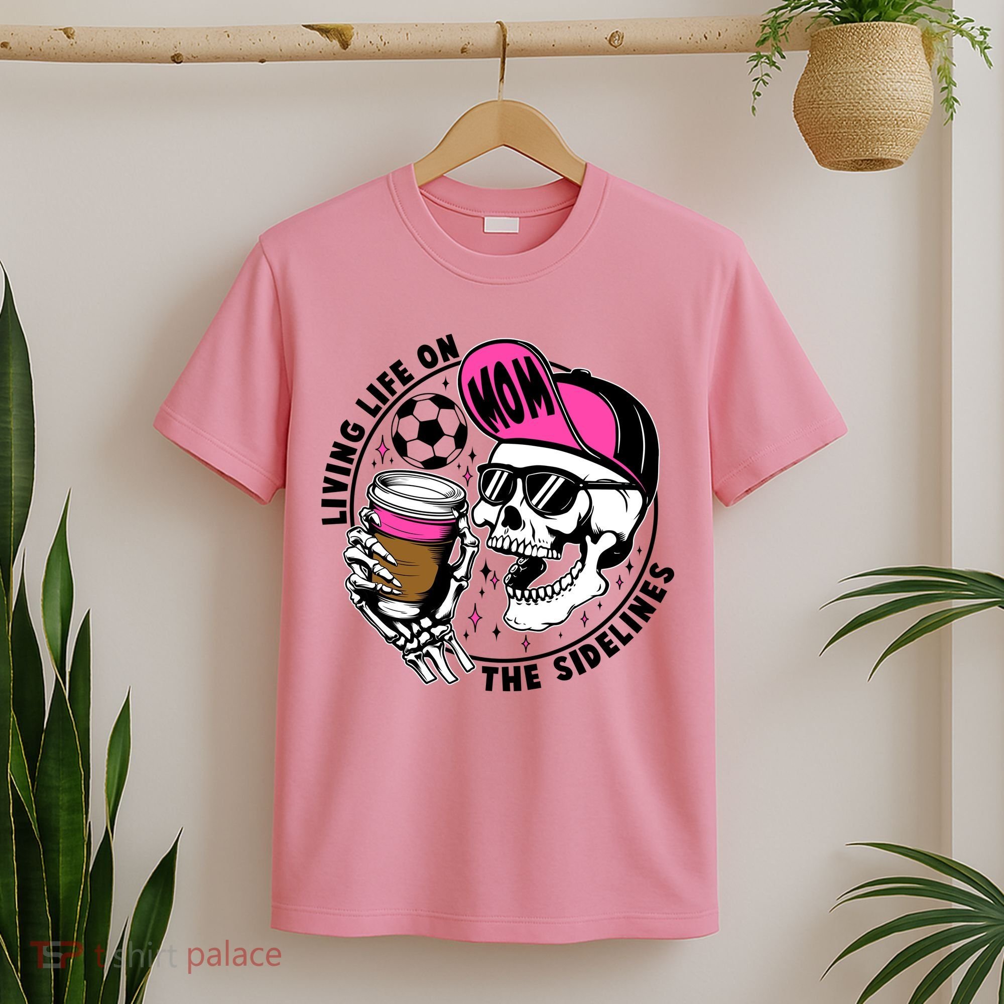 Living Life On The Sidelines Soccer Mom Coffee Skeleton T-Shirt