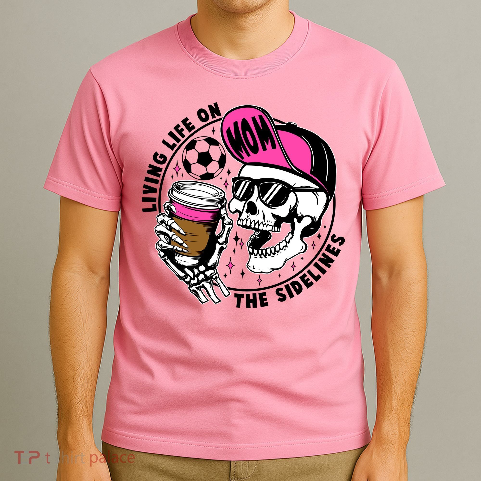 Living Life On The Sidelines Soccer Mom Coffee Skeleton T-Shirt