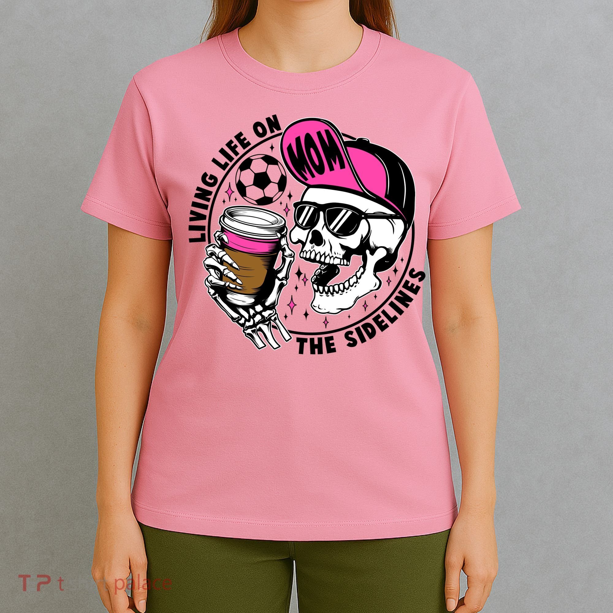 Living Life On The Sidelines Soccer Mom Coffee Skeleton T-Shirt
