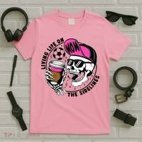Living Life On The Sidelines Soccer Mom Coffee Skeleton T-Shirt thumb 5