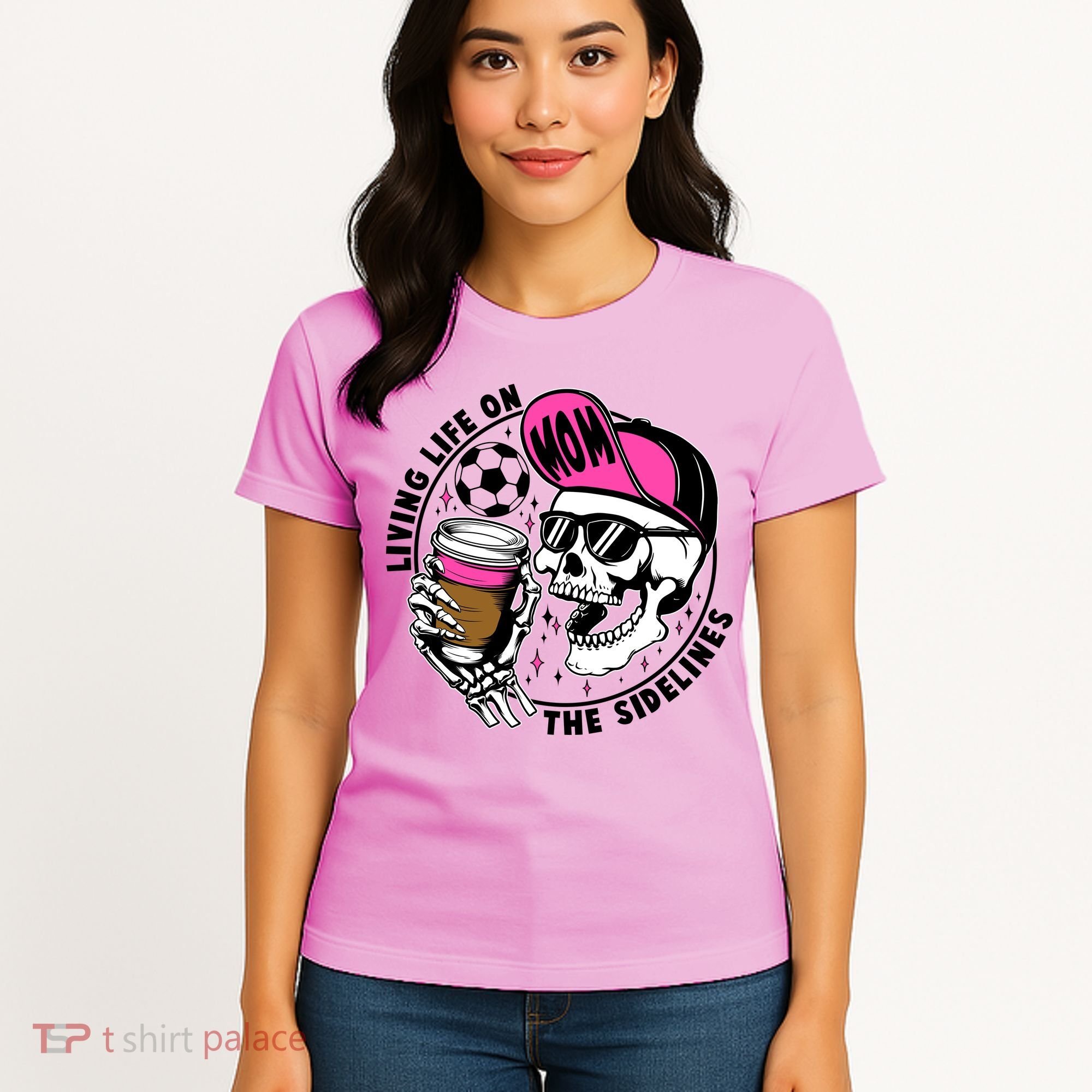 Living Life On The Sidelines Soccer Mom Coffee Skeleton Women's T-Shirt