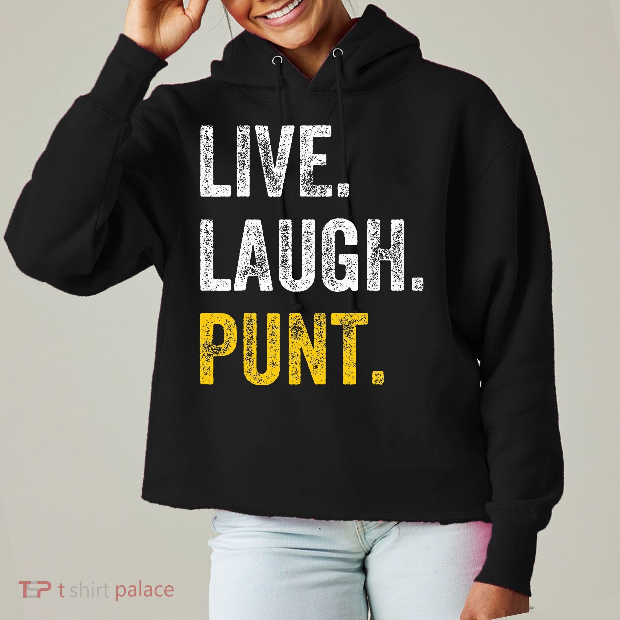 Live Laugh Punt Funny Punts Iowa Lover  Ladies Heavyweight Boxy Pullover Hoodie