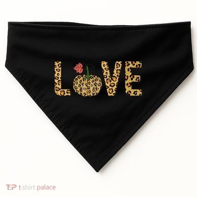 Love Leopard Pumpkin Autumn Design USA-Made Doggie Bandana