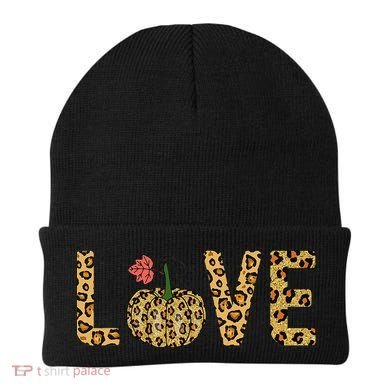 Love Leopard Pumpkin Autumn Design Beanie
