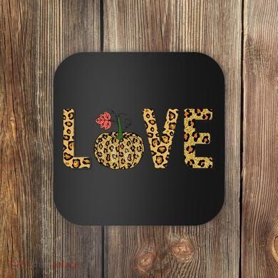 Love Leopard Pumpkin Autumn Design Coaster