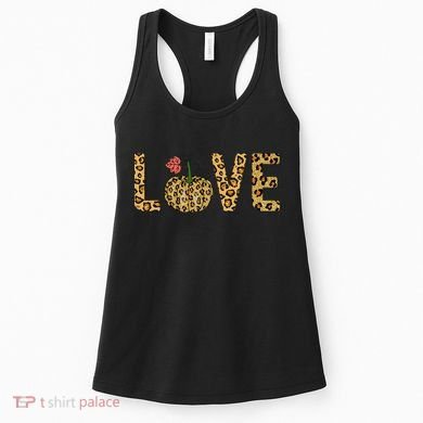 Love Leopard Pumpkin Autumn Design Women's Tank Top