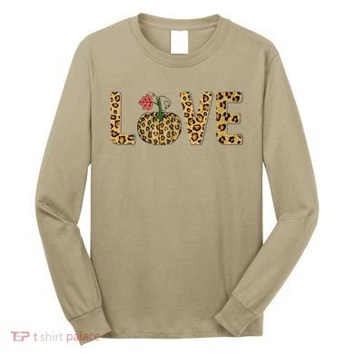 Love Leopard Pumpkin Autumn Design Long Sleeve Shirt