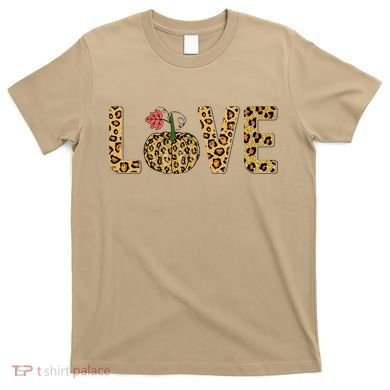 Love Leopard Pumpkin Autumn Design T-Shirt