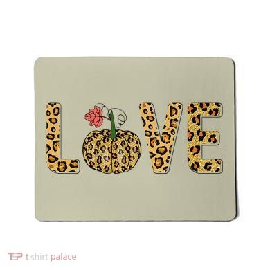 Love Leopard Pumpkin Autumn Design Mousepad