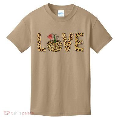 Love Leopard Pumpkin Autumn Design Kids T-Shirt