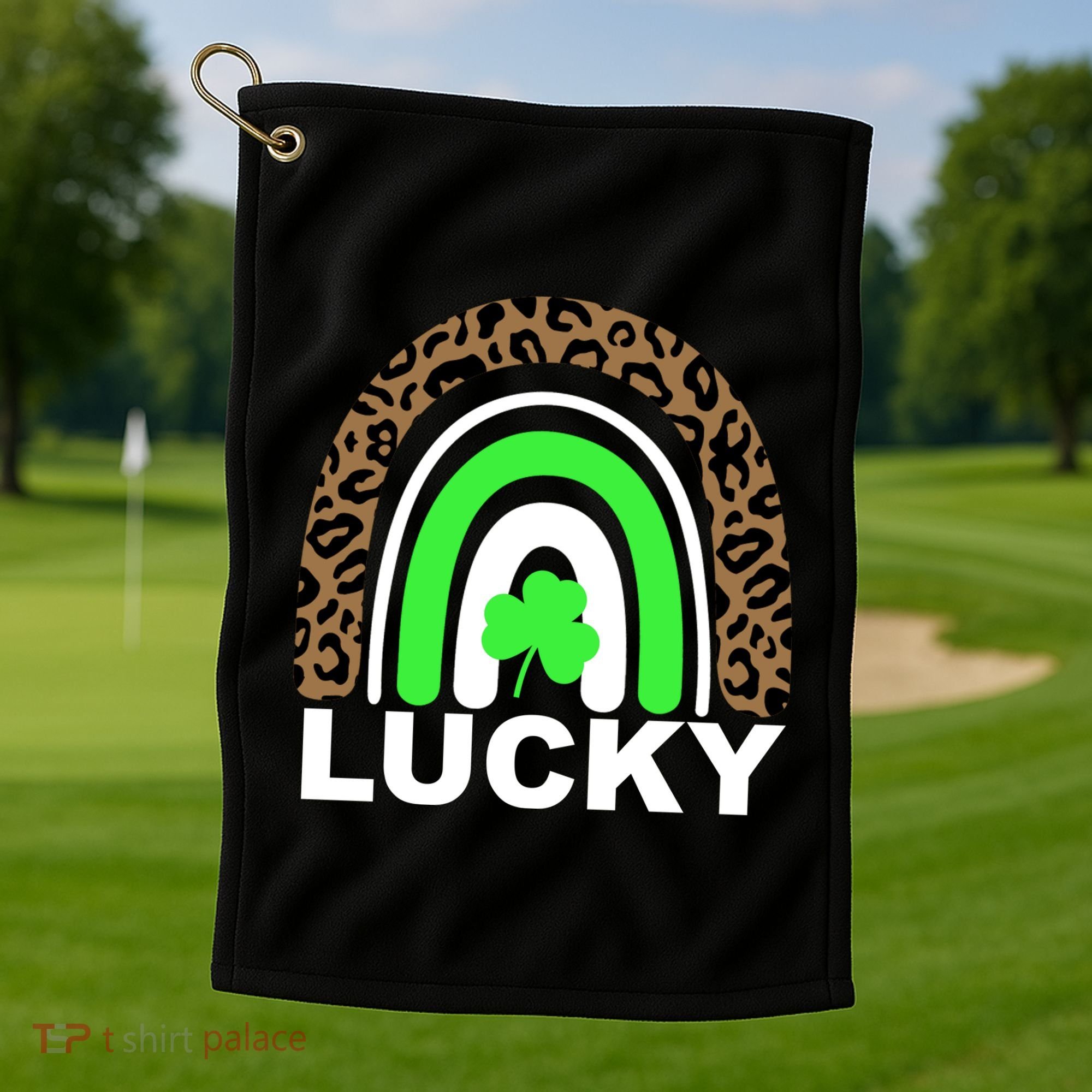 Lucky Leopard Rainbow Golf Towel