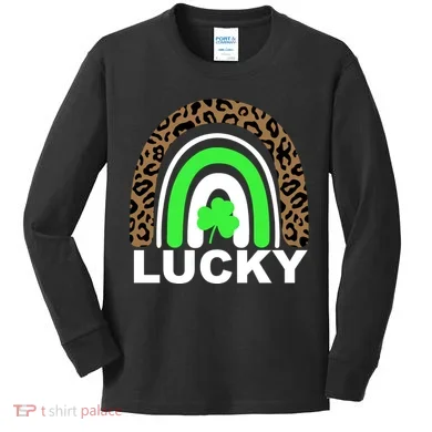 Lucky Leopard Rainbow Kids Long Sleeve Shirt