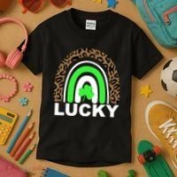Lucky Leopard Rainbow Kids T-Shirt thumb 3