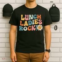 Lunch Ladies Rock! Retro Lunch Ladies Squad Cafeteria Crew T-Shirt thumb 6
