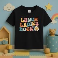 Lunch Ladies Rock! Retro Lunch Ladies Squad Cafeteria Crew Toddler T-Shirt thumb 3